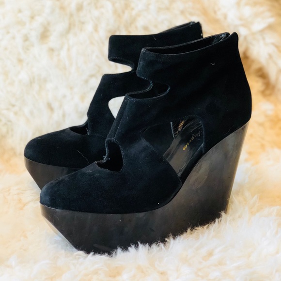 Robert Clergerie Suede Platform Wedges - Picture 2 of 5